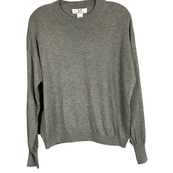 Magaschoni Heather Grey Crewneck Super Soft Drop Sleeve Pullover Sweater sz Med - Picture 2 of 9
